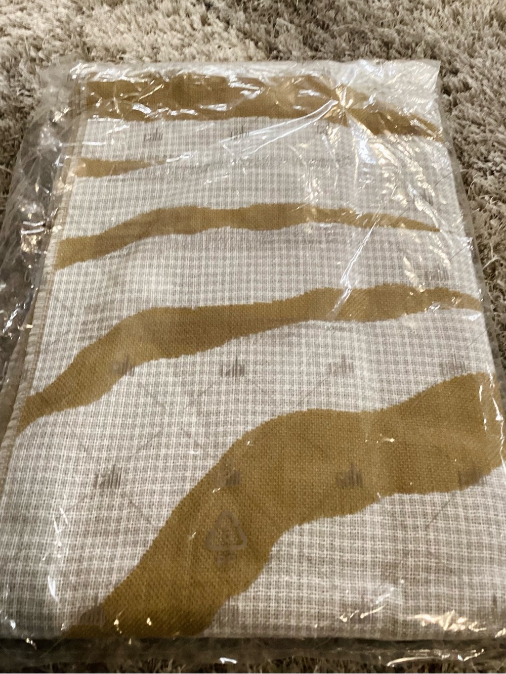 Designer Cream & Camel Abstract Fringe Scarf 🐫 - Picture 2 of 2